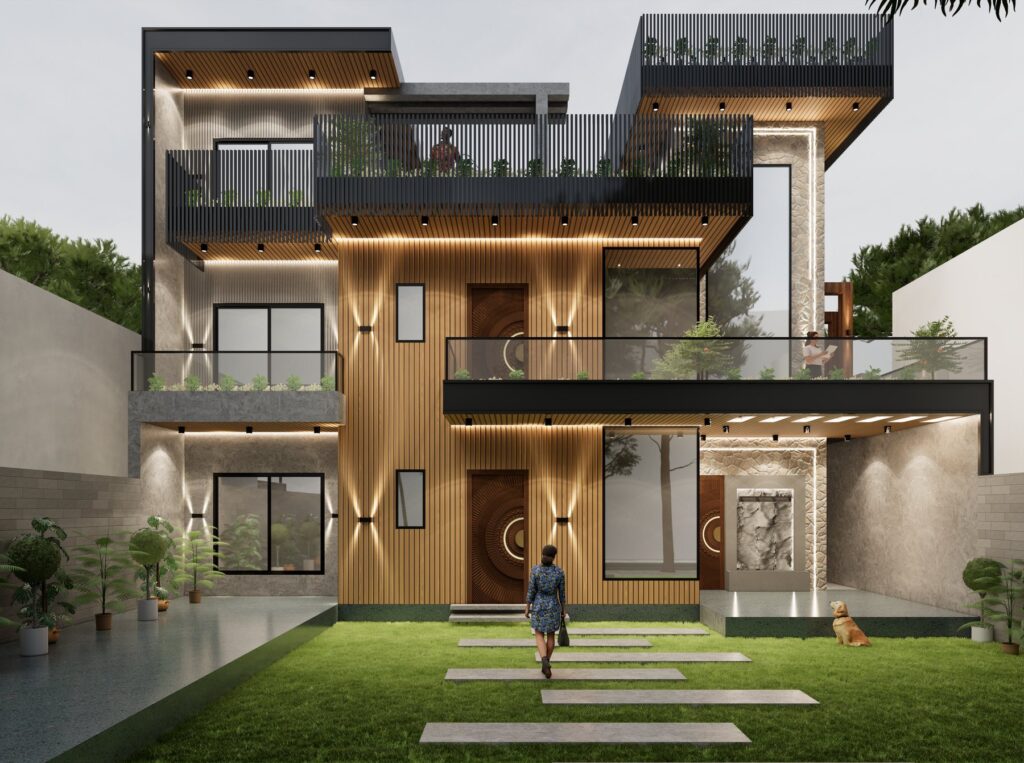 Solstice House exterior lighting